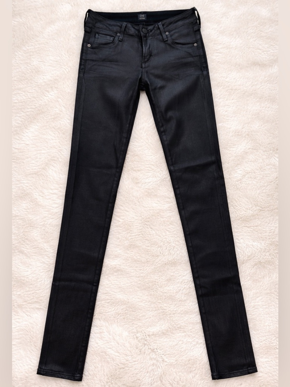 Citizens of Humanity Black Coated Skinny Jeans High Rise Leather Look Size 25